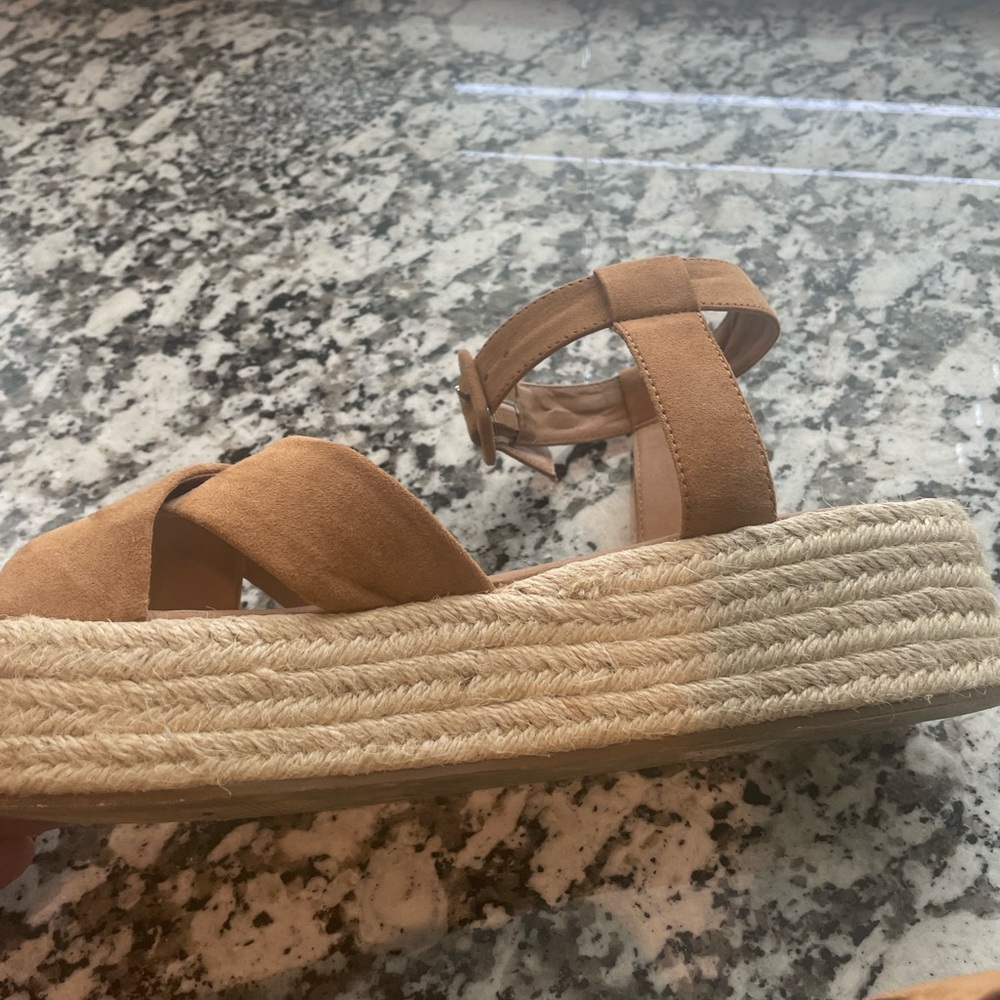 Urban outfitters Women's Tan Suede Espadrille Platform Sandals - Picture 7 of 9